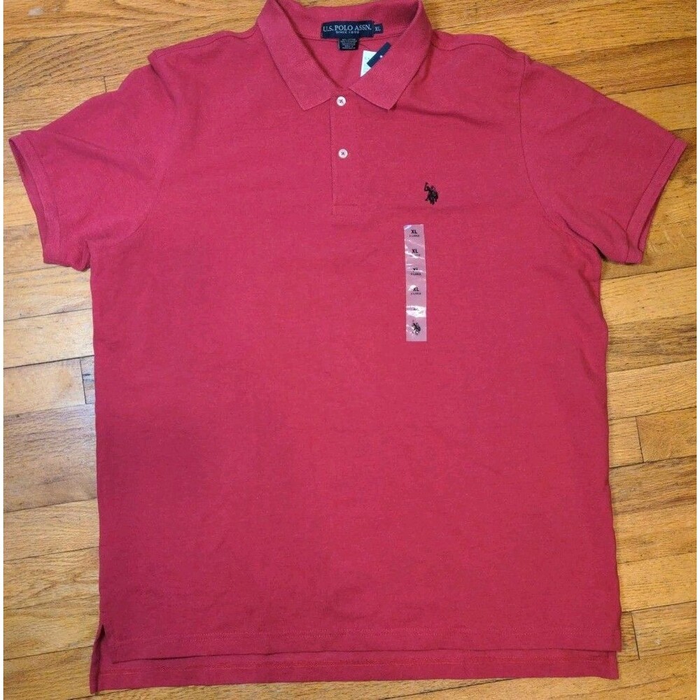 Brand New US Polo Assn Polo Men's Sz XL Short Sleeve Shirt Red Cotton Blend NWT